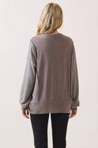 Stripe Contrast Pullover Top T6114
