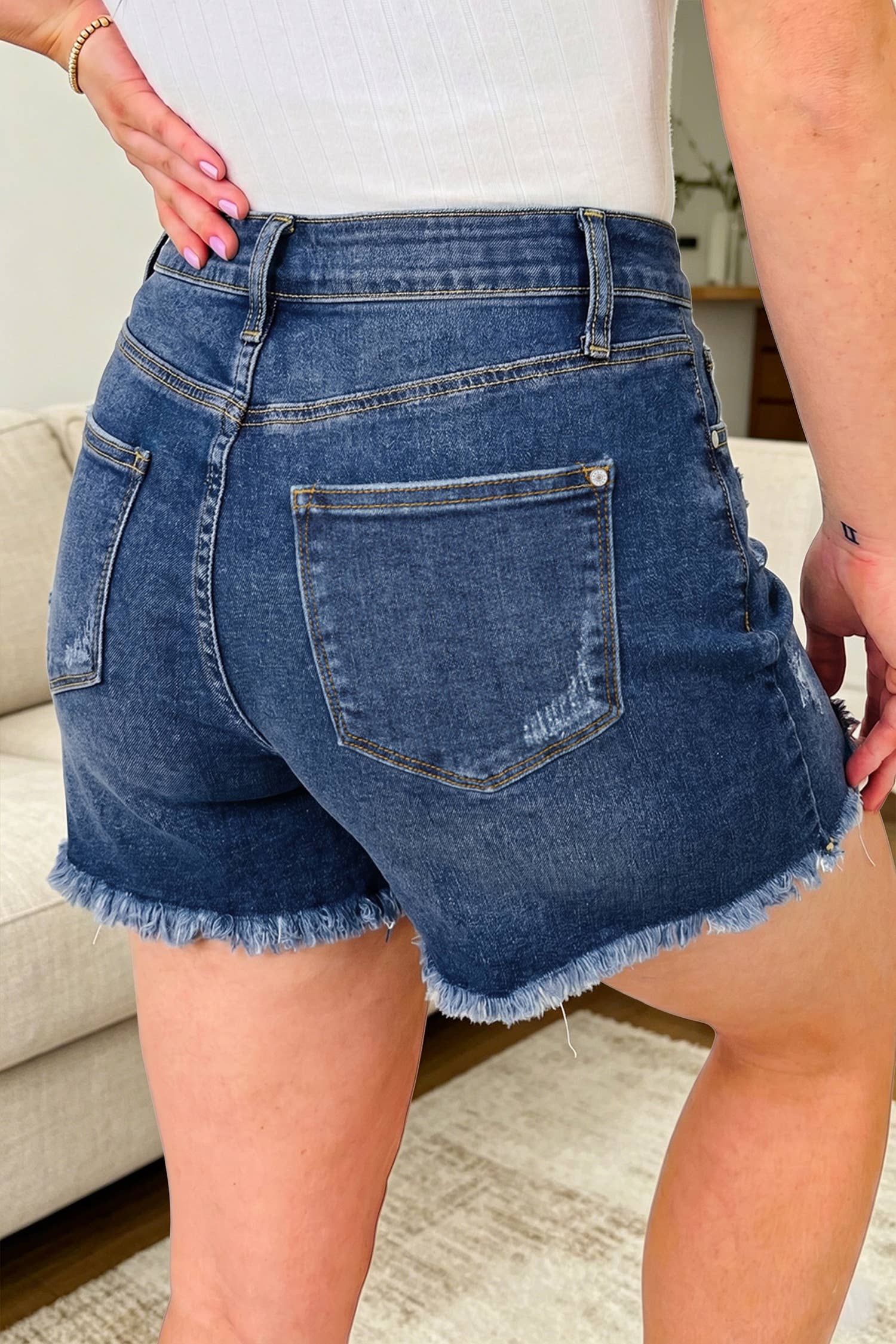 Whiskery Denim Shorts