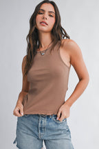 8636HN Ribbed Scoop Neck Tank Top