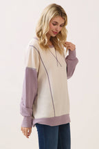 Color Block Contrast stitch pullover top T6161