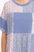 Floral Patchwork Short Sleeve Top T6396