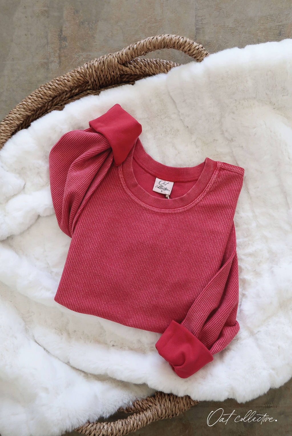 PREMIUM BASIC Cropped Thermal Vintage Pullover