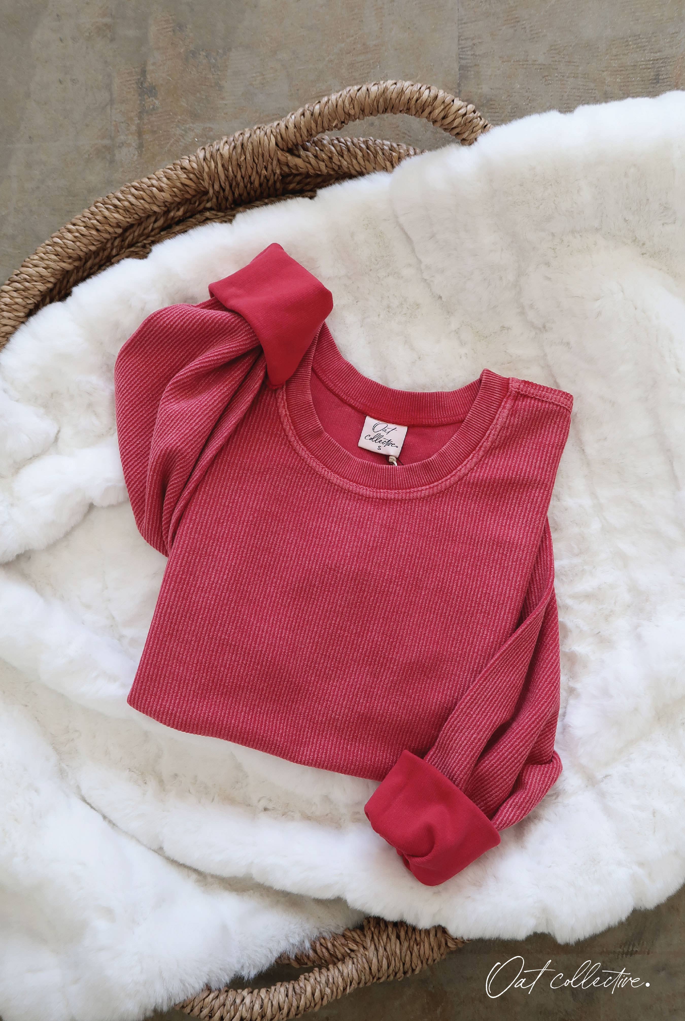 PREMIUM BASIC Cropped Thermal Vintage Pullover