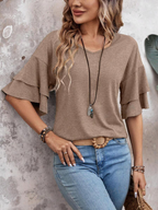 Ruffle Sleeve V Neck Top