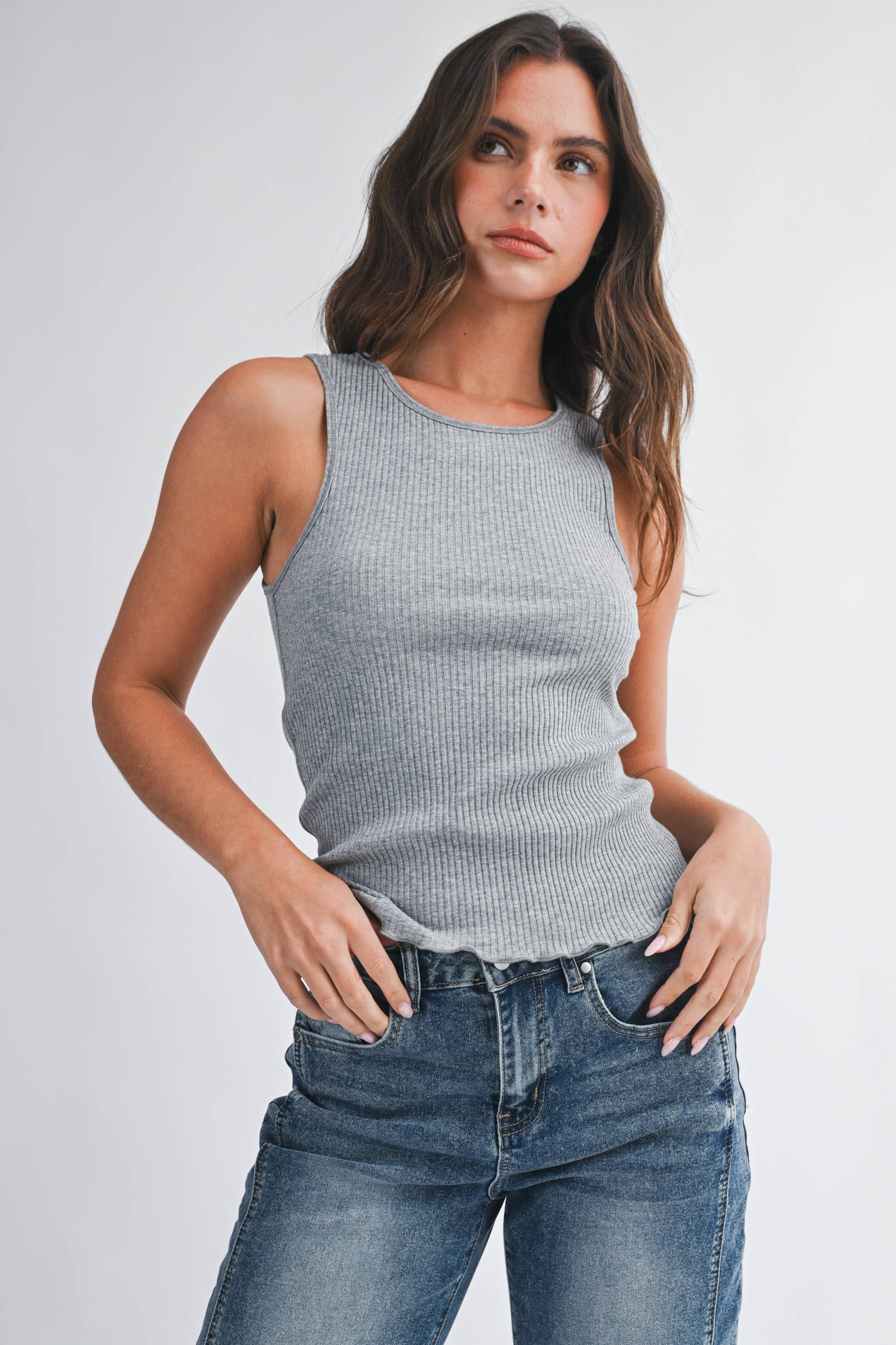 8636HN Ribbed Scoop Neck Tank Top